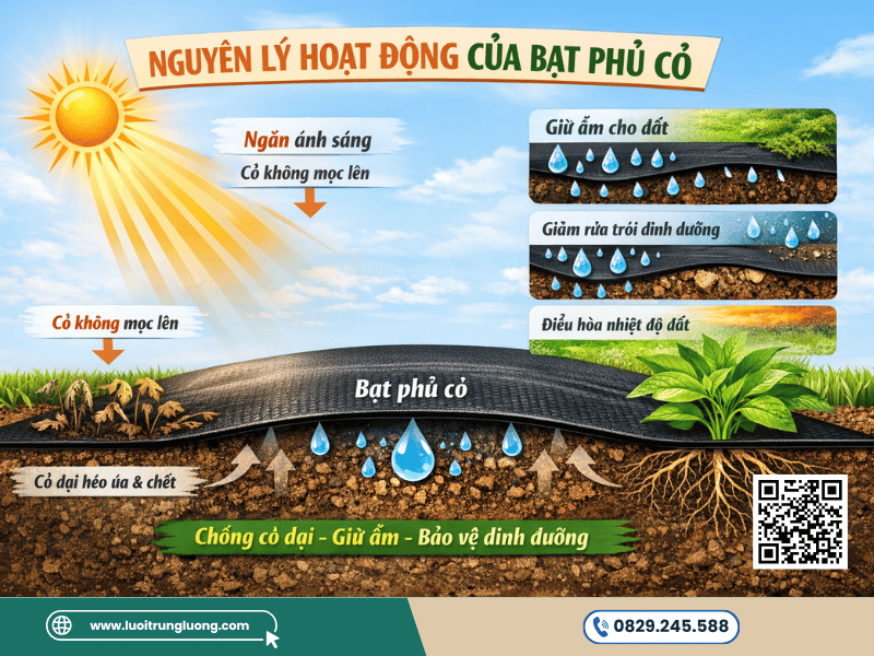 Nguyên lý hoạt động của bạt phủ cỏ ngăn cỏ dại hiệu quả - Lưới Trung Lương Nguyên lý hoạt động của bạt phủ cỏ ngăn cỏ dại hiệu quả