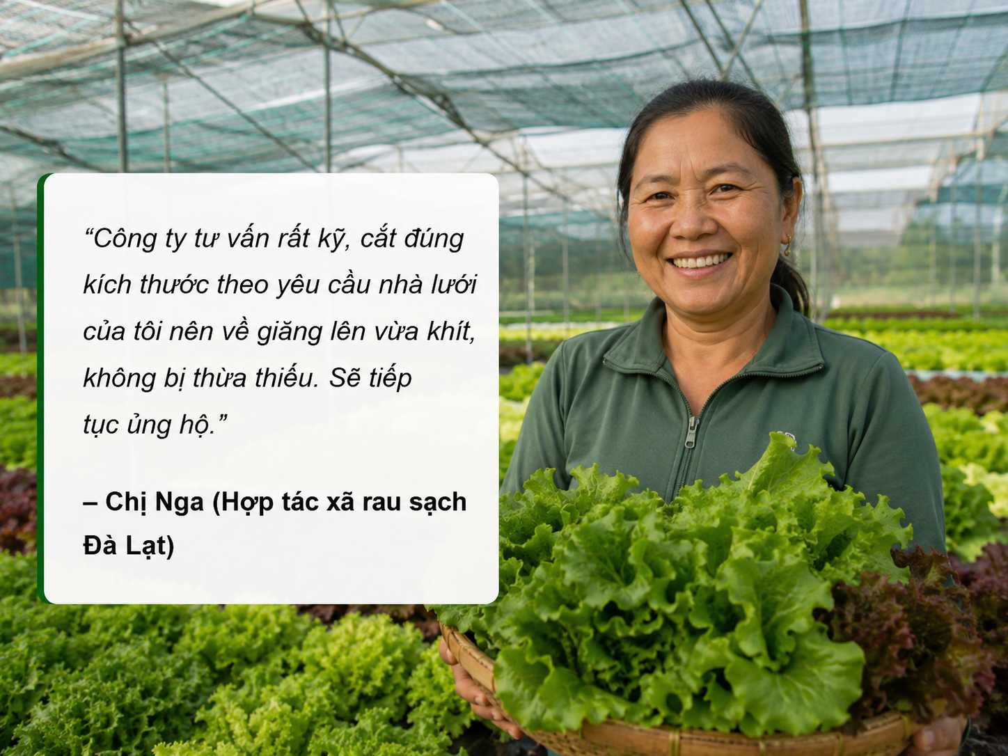 Chị Nga chủ vườn rau Đà Lạt