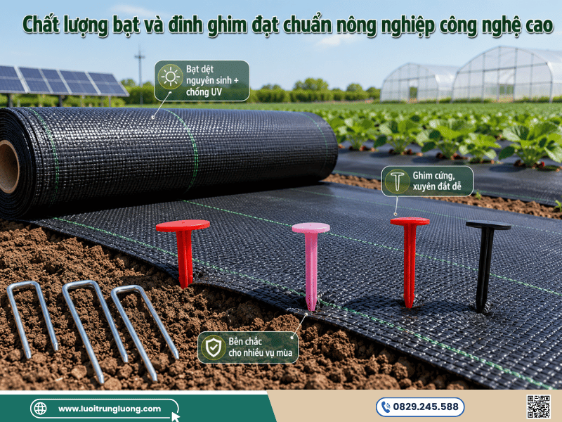 Chất lượng bạt và đinh ghim đạt chuẩn nông nghiệp công nghệ cao