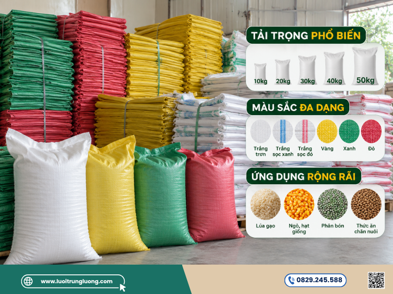 Thông số kỹ thuật và tải trọng tiêu chuẩn cho bao pp đựng lúa - Lưới Trung Lương Thông số kỹ thuật và tải trọng tiêu chuẩn cho bao pp đựng lúa